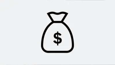 Line icon of a money bag with a dollar sign in the center