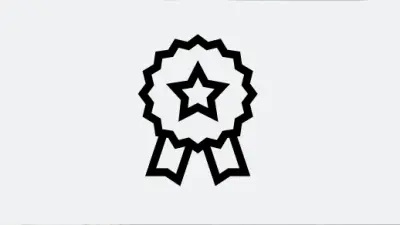 Line icon of an award badge with a star and ribbon