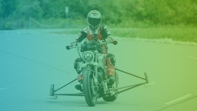 Frontview of motorcycle riding