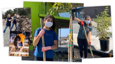Collage of people working with the community fund