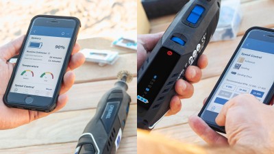 The Dremel 8260 connects via Bluetooth to a Dremel app providing important tool and accessory information.